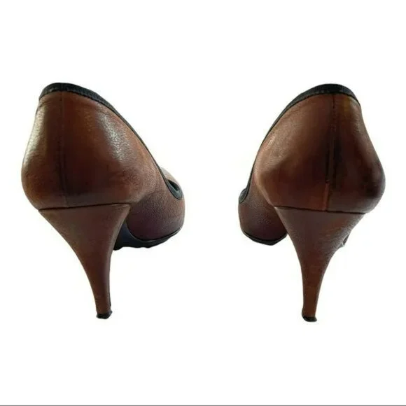 Prada Shoes Brown Embellished Pointed Heels Size 38.5 US 8.5 - Picture 5 of 6